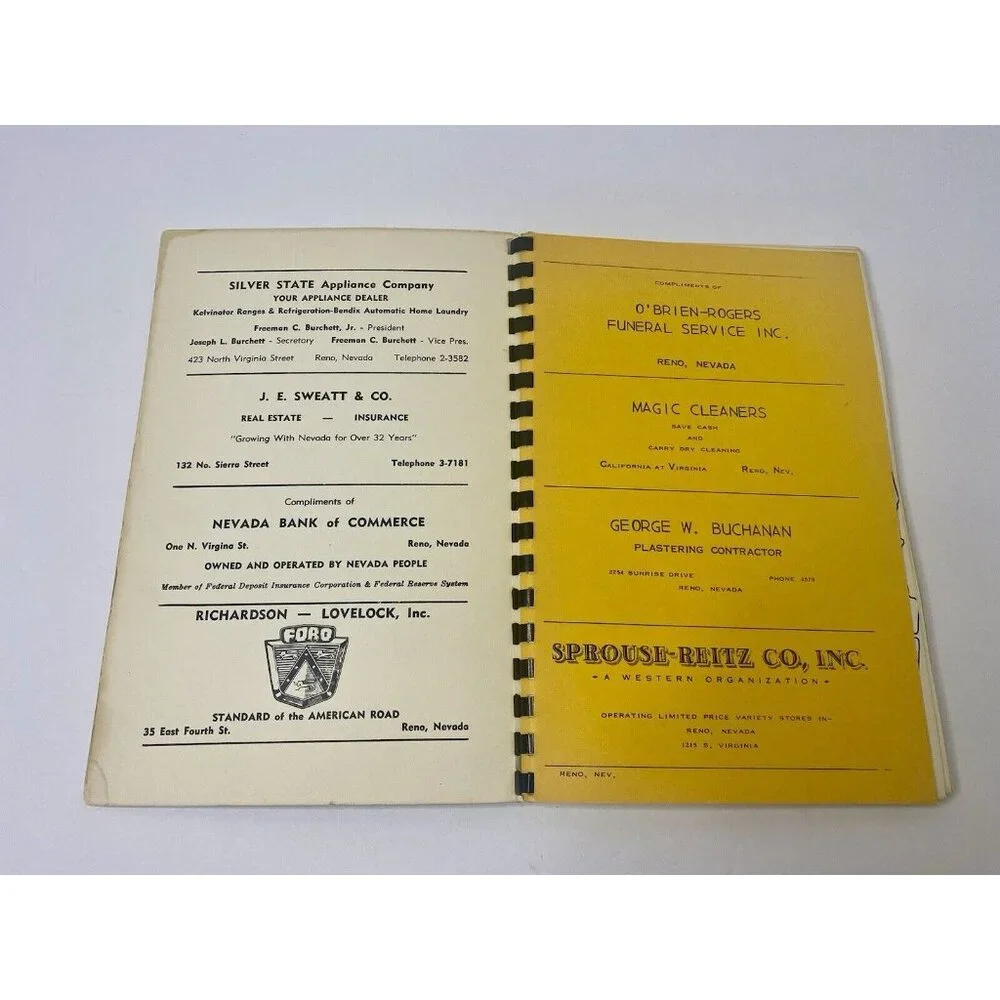 1952 First Baptist Church Reno Nevada Ladies‎ Auxiliary Recipes Cook Book